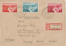 SAAR / SARRE - 1948 - SERIE POSTE AERIENNE Sur ENVELOPPE RECOMMANDEE De SAARBRÜCKEN => MÜNCHEN - Lettres & Documents