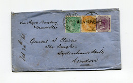 !!! INDE ANGLAISE, LETTRE DE SHAJEHANPORE DE 1865 POUR LONDRES, AFFRANCH TRICOLORE. ARCHIVE CLARKE - 1858-79 Crown Colony