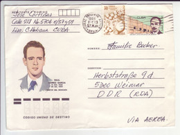 CUBA   Ganzsachenumschlag  Postal Stationery 1986 To Germany/GDR - Cartas & Documentos