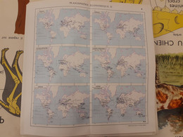 CARTE LIBRAIRIE ARISTIDE QUILLET  VERS 1920 N° 7 PLANISPHERE ECONOMIQUE 2 - Geographical Maps