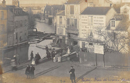 CARTE PHOTO CRUE INONDATION 1910 POISSY PLACE DE LA GARE  RARE TEMOIGNAGE - Poissy