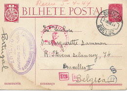 PM101/ Portugal Postal Stationery Canc. Queluz 1944 Via Lisboa/Lisbonne German Censorship > Belgium - Postal Stationery