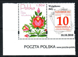 POLAND 2010 MICHEL NO 4195 ZF Unique Date 10.10.2010  MNH - Unused Stamps