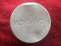 Monsavon -☛Boîte A Savon Publicitaire Vintage- Publicité -☛Boîte En Aluminium , Diam.80 Mm , H. 40 Mm - Boîtes