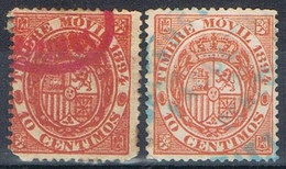 Dos Sellos Fiscal Postal, Timbre Movil 1894, VARIEDAD Color, Num 14-14a º - Fiscal-postal