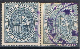 Dos Sellos Fiscal Postal, Timbre Movil 1898, VARIEDAD Color, Num 18-18a º - Postage-Revenue Stamps