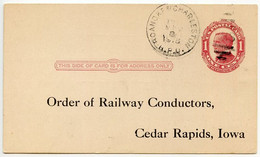 United States 1915 Scott UX24 Postal Card Roanoke & Charleston RPO; To Cedar Rapids, Iowa - Order Of Railway Conductors - 1901-20