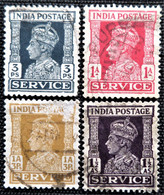 Timbres De Service De L'Inde 1939 -1942 King George Stampworld N°  105_109_110_111 - Francobolli Di Servizio