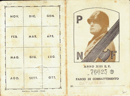CRCAR282 TARJETA ITALIANA DE IDENTIFICACION DEL PARTIDO FASCISTA DEL AÑO 1934 EN CATANZARO - Non Classés