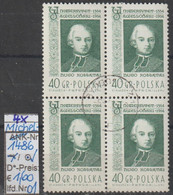 1964 - POLEN - SM A.Satz "600 J. Universität,Krakau" 40 Gr Schw'blaugrün - 4x O Gestempelt - S.Scan (pl 1486o X4 01-02) - Used Stamps