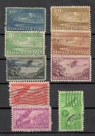 CUBA - 9 USED STAMPS - AIRMAIL - PLANE - Collections, Lots & Series