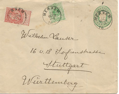 PM118/ Entier Enveloppe + TP Obl. Merxem 1883 > Stuttgart C. D'arrivée - Briefe