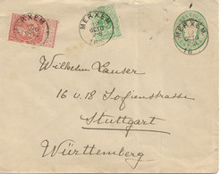 PM118/ Entier Enveloppe + TP Obl. Merxem 1883 > Stuttgart C. D'arrivée - Buste