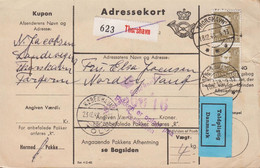 1948. DANMARK. Beautiful Adressekort (small Tear) With Pair 45 Øre Christian X To Nordby Fanø... (Michel 292) - JF529025 - Paketmarken
