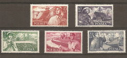 Pologne  Poland Polen Polska  ** MNH   N° YT 847/51 Marine Marchande Pêcheur  Vapeur " Chopin" Marinier Docker - Unused Stamps