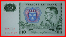 * AURORA BOREALIS (1963-1990): SWEDEN  10 CROWNS 1990 CRISP! Gustaf VI Adolf (1950-1973) LOW START  NO RESERVE! - Suède