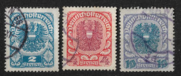 Austria 1920-1921 2K 4K 10K. Michel 315x 317x 320x. Used - Oblitérés