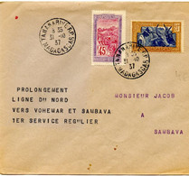 MADAGASCAR - 1ER SERVICE LIGNE DU NORD VERS VOHEMAR ET SAMBAVA - 1937 - PEU COURANT - Covers & Documents