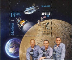 Moldavie 2019 Espace Apollo 11 Lune Atterrissage Armstrong Astronautes Terre M - Sonstige & Ohne Zuordnung