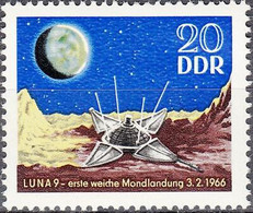 Allemagne DDR 1966 Espace Luna 9 Lune Atterrissage 1v MNH - Altri & Non Classificati