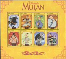 Delcampe - Gambie 1998 Disney Muhlan Horse Dragon Films Cinéma Dessins Animés Sht MNH - Disney