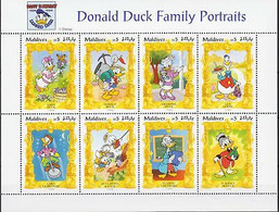 Delcampe - Maldives 1995 Disney Donald Canard Famille Chat Porc-épic Dessins Animés Sht MNH - Disney