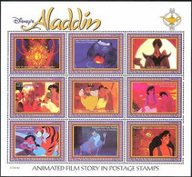 Delcampe - Guyane 1993 Disney Aladdin Films Génie Tigres Singe Cinéma Animaux Sht MNH - Disney