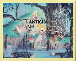 Delcampe - Antigua 1980 Disney Noël Dormir Beauté Fée Hibou Lapin Écureuil M S MNH - Disney
