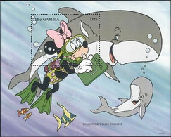 Delcampe - Gambie 1996 Disney Minnie Souris Baleines Poissons Nature Dessins Animés M S MNH - Disney