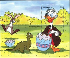 Delcampe - Gambie 1994 Disney Pâques Ludwig V. Drake Dinosaure Lapin Dessins Animés M S MNH - Disney