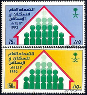 Delcampe - Arabie Saoudite 1992 Recensement Population Personnes Maison Animation 2v Set - Disney