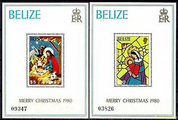 Delcampe - Belize Honduras 1980 Noël Nativité Vierge Enfant Âne Lapins 2 X M S MNH - Hoftiere