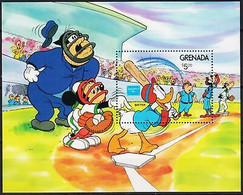 Delcampe - Grenade 1986 Disney Stampex Sports Baseball Dessins Animés Animation M S MNH - Disney