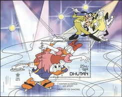 Delcampe - Bhoutan 1988 Disney Donald Daisy Hiver Jeux Olympiques Patinage Sports - Disney