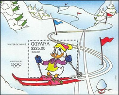 Delcampe - Guyane 1992 Disney Hiver Olympique Jeux Sports Donald Slalom Ski M S MNH - Disney