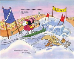 Delcampe - Gambie 1993 Disney Hiver Sports Minnie Ski Jeux Lapins Dessins Animés M S MNH - Disney
