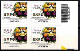 Delcampe - Italia 2015 EXPO Milano 2015 Disney Foody - Mascotte Quartina Codice A Barre - Disney