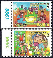 Delcampe - Azerbaïdjan 1998 Europe Festivals Alimentation Cuisine Lutte Acrobat Animation - Disney