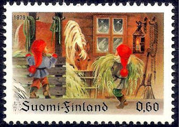 Delcampe - Finlande 1979 Noël Salutations Cheval Brownies Enfants Animation 1v MNH - Disney