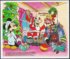 Delcampe - Sierra Leone 1990 Noël Disney Mickey Dingo Train Avion Horloge Dessins Animés - Disney