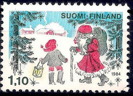 Delcampe - Finlande 1984 Noël Père Noël Enfant Salutations Animation 1v MNH - Disney