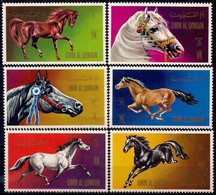 Delcampe - Umm Al Qiwain 1972 Cheval Races Chevaux Animaux 6v Set MNH - Hoftiere