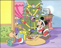 Delcampe - Sierra Leone 1992 Disney Noël Mickey Jouets Père Noël Claus Dessins Animés M S - Disney