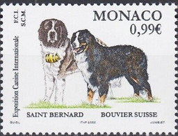 Delcampe - Monaco 2002 Chiens St Bernard Bouvier Suisse Chien Exposition Animaux Nature - Hoftiere