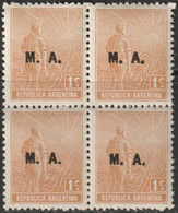 Argentina 1915 Sc OD6  Official Block MNH** - Servizio