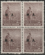 Argentina 1915 Sc OD7  Official Block MNH** - Servizio