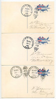 United States 1964 Scott UX50 Customs 3 Postal Cards, Philadelphia & Delmar RPO Postmarks - 1961-80