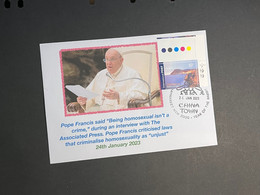 (2 Oø 3) Pope Francis In Vatican City Says "Being Homesexual Isn't A Crime"... With OZ Stamp - Andere & Zonder Classificatie