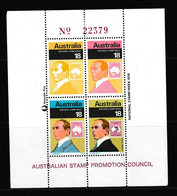 ⭕1976 - Australia NATIONAL STAMP WEEK 'overprint Promotion Council' - 4*18c Souvenir Miniature Sheet Stamps MH⭕ - Blocks & Sheetlets