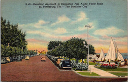 Florida St Petersburg Beautiful Approach To Recreation Pier Along Yacht Basin 1948 Curteich - St Petersburg